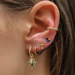 Ear Cuff Balls Plata Dorada