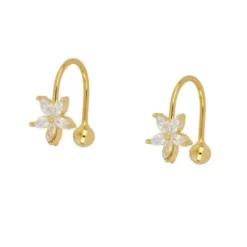 Ear Cuff Flor Plata Dorada