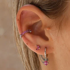 Ear Cuff Grecia Fucsia Plata