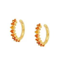 Ear Cuff Grecia Naranja Plata Dorada