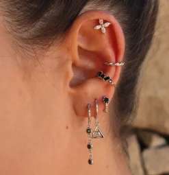 Ear Cuff Hidra Black Plata