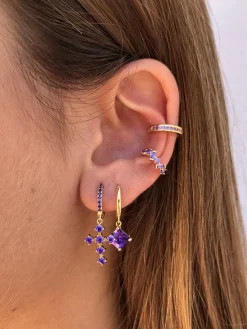 Ear Cuff Idoia Lila Plata Dorada