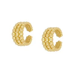 Ear Cuff Triple Balls Plata Dorada