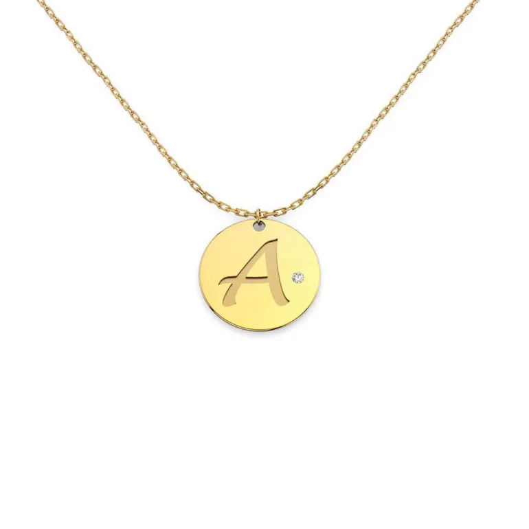 Gargantilla Diamond Medal Letter Oro 18K