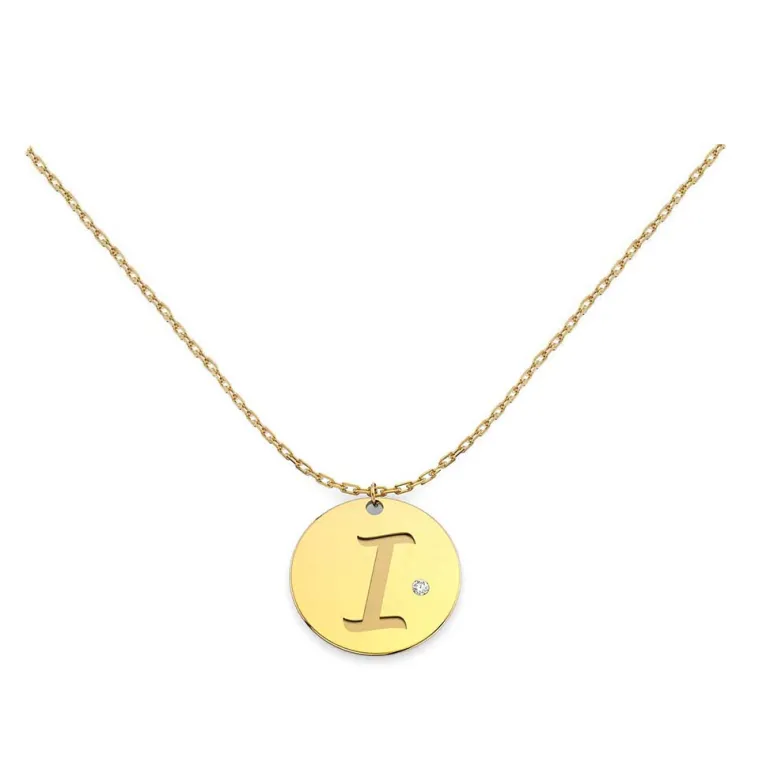 Gargantilla Diamond Medal Letter Oro 18K