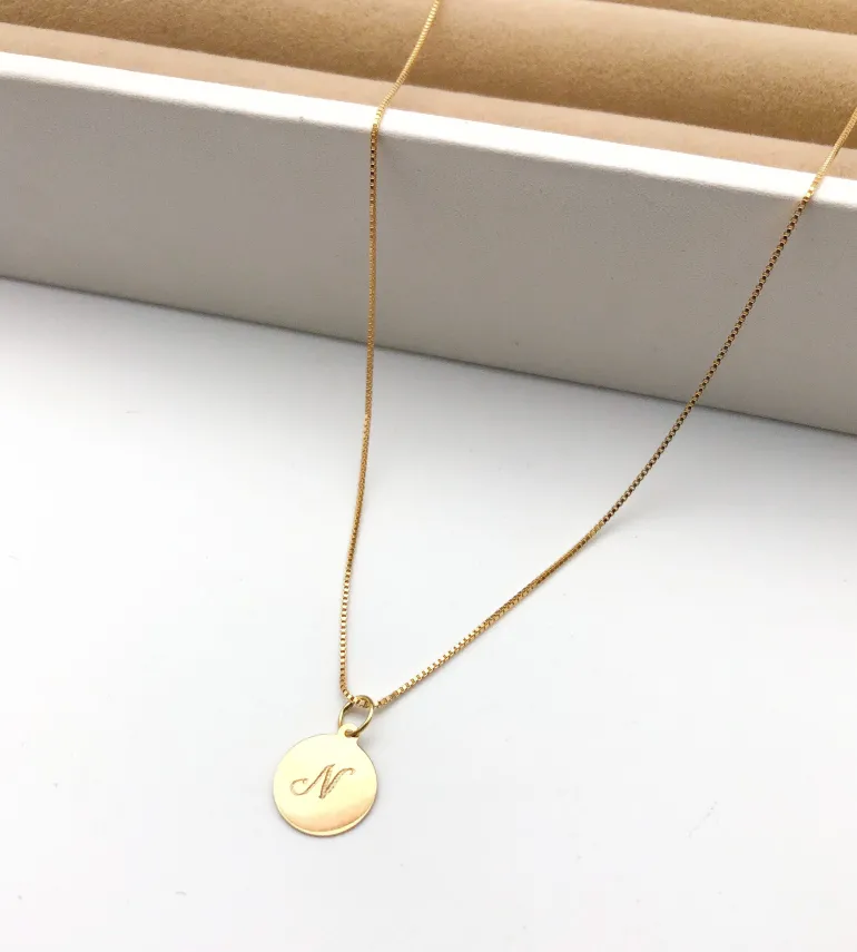 Medalla Lisa 14mm Oro 18K