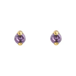Pendiente Mini Amatista Oro 18K