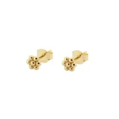 Pendiente Mini Flower Ball Plata Dorada