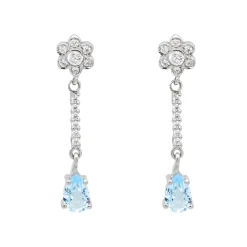 Pendientes Amaranta Topacio Azul Oro Blanco 18K