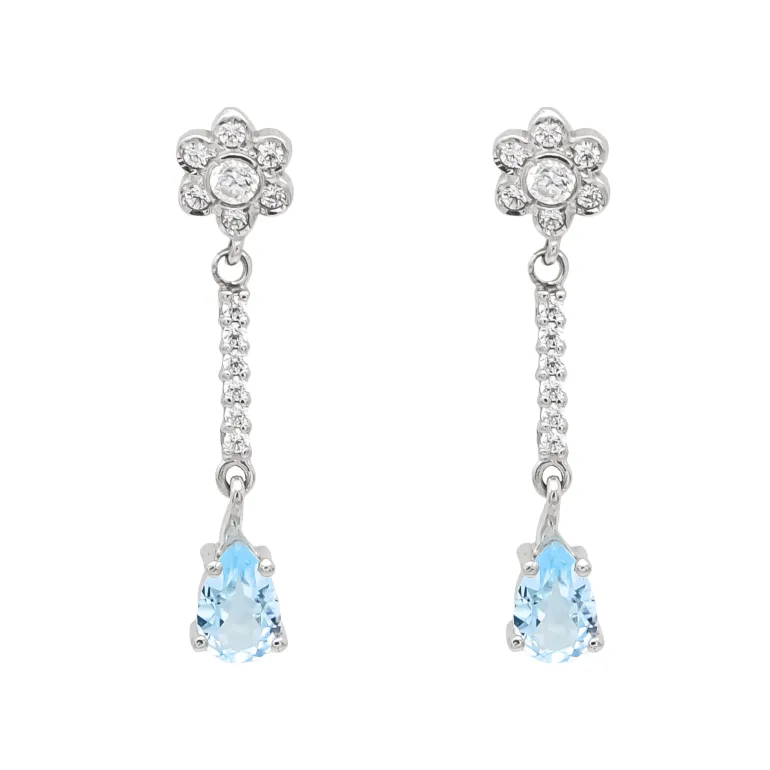 Pendientes Amaranta Topacio Azul Oro Blanco 18K