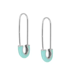 Pendientes Clip Turquesa Plata