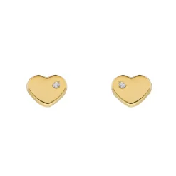 Pendientes Corazón Circonita Oro 18K