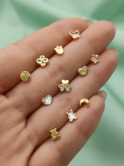 Pendientes Corazón Circonita Oro 18K