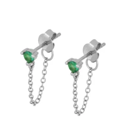 Pendientes Dunia Chain Verde Plata