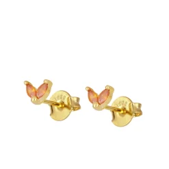 Pendientes Flea Naranja Plata Dorada
