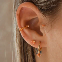 Pendientes Flea Naranja Plata Dorada