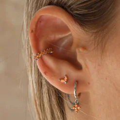 Pendientes Flea Naranja Plata