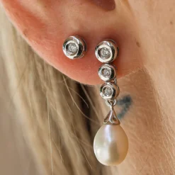 Pendientes Jasmine Diamantes Oro Blanco 18K