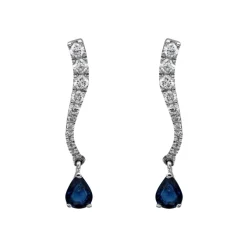 Pendientes Leonor Zafiro Diamantes 0,40ct Oro Blanco 18K