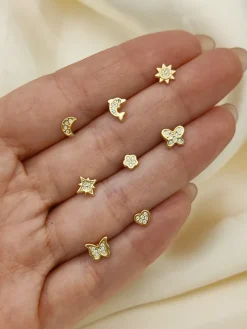 Pendientes Mini Flora Oro 18K