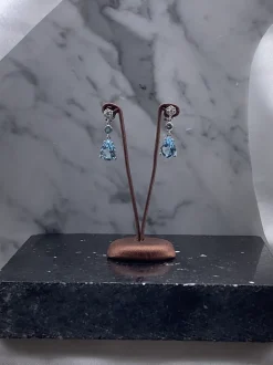Pendientes Olympia Diamantes Topacio Azul Oro Blanco 18K