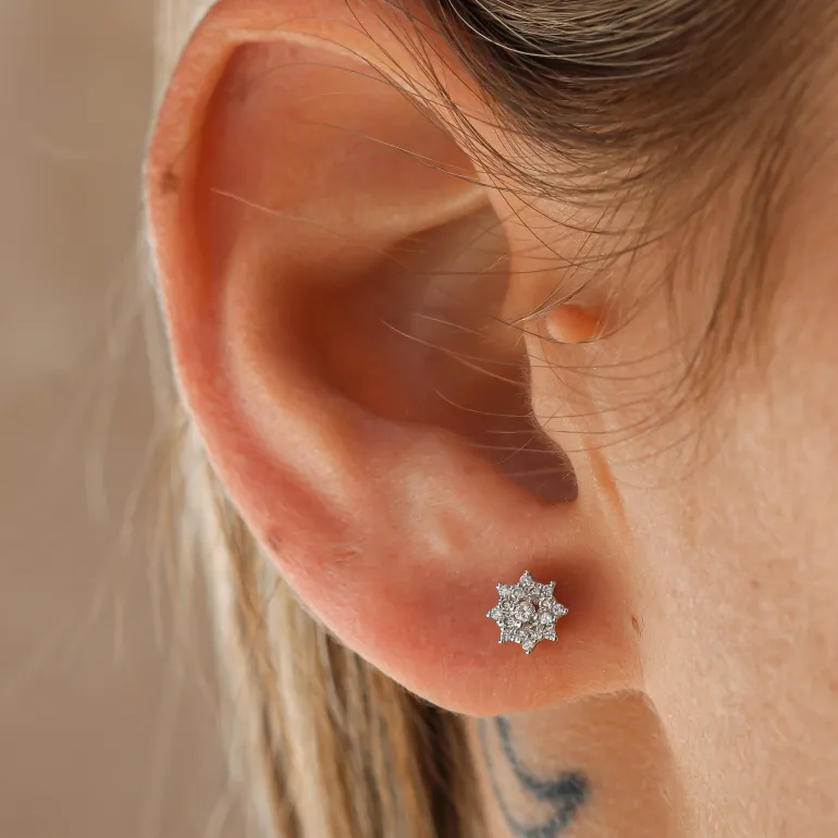 Pendientes Rose Diamantes 0,18ct Oro Blanco 18K