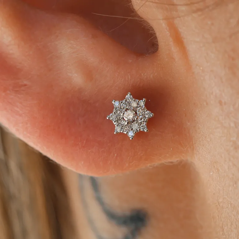Pendientes Rose Diamantes 0,18ct Oro Blanco 18K