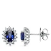 Pendientes Rosetón Zafiro Diamantes Oro Blanco 18K