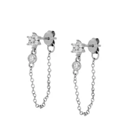 Pendientes Rosette Chain Plata