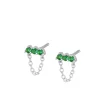 Pendientes Verde Chain Plata