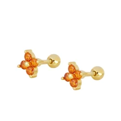 Piercing Glam Naranja Plata Dorada
