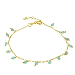 Pulsera Acra Amazonitas Plata Dorada