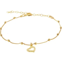 Pulsera Corazón Bolas Plata Dorada