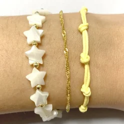 Pulsera Estrella Nácar Plata Dorada