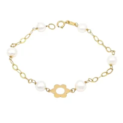 Pulsera Flor Perla Oro 18K
