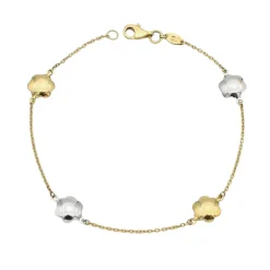 Pulsera Flores Oro Bicolor 18K