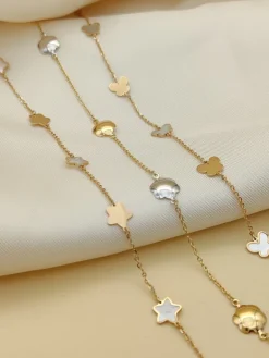 Pulsera Flores Oro Bicolor 18K