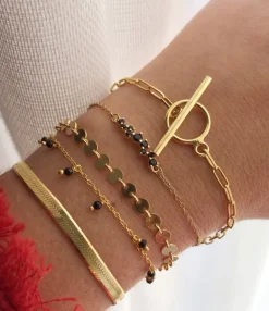 Pulsera Marie Black Plata Dorada