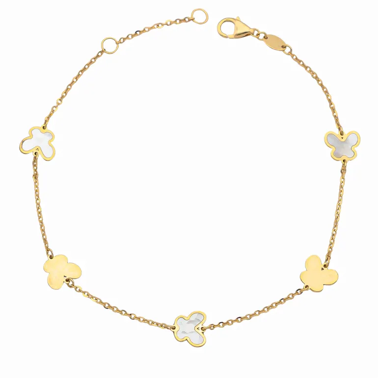 Pulsera Mariposas Nácar Oro 18K