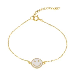 Pulsera Smiley White Plata Dorada