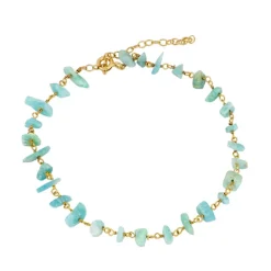 Tobillera Myra Amazonita Plata Dorada